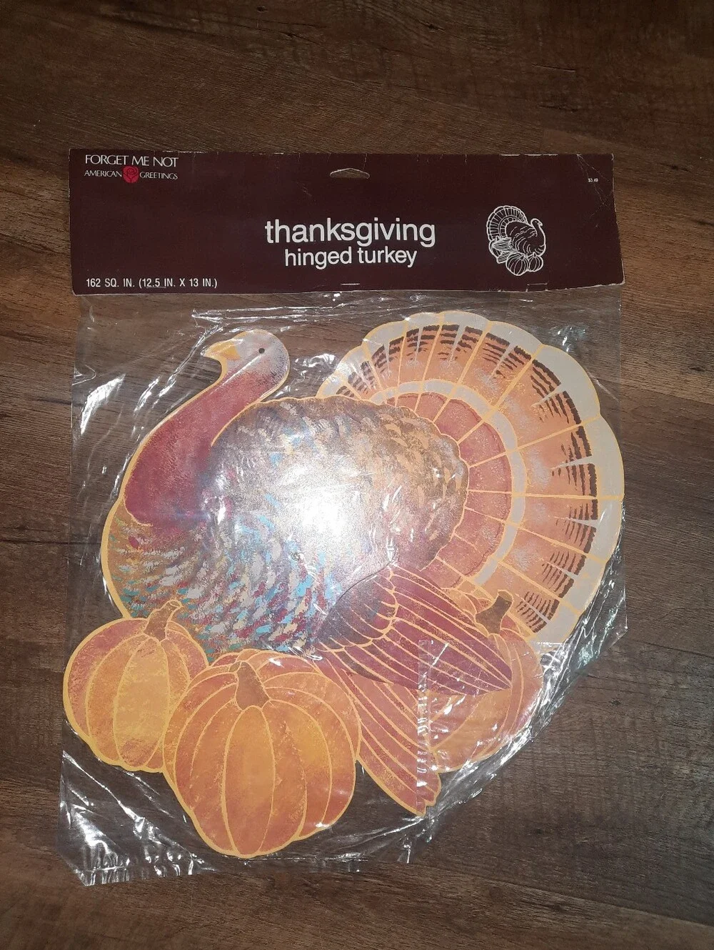 Vintage American Greetings Thanksgiving Turkey Wall Decoration - Orange/Brown